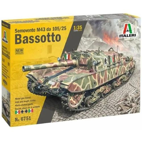 Italeri - Maquette Char Semovente M43 Da 105/25 Bassotto |Italeri|6751| 1:35 Maquette Char Promo - Ref : 15639-Italeri