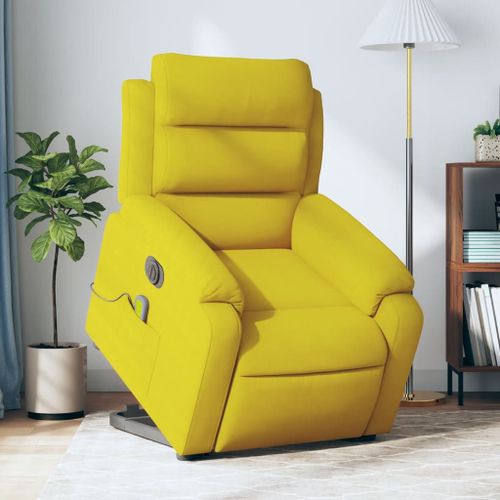 Vidaxl Fauteuil Inclinable De Massage Électrique Jaune Velours