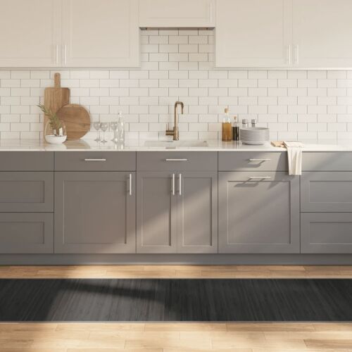 Vidaxl Tapis Rectangulaire Gris 70x400 Cm Bambou