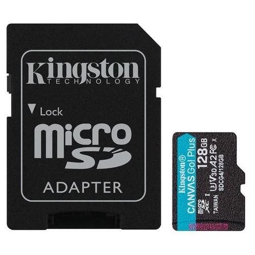 Kingston Technology Carte microSDXC Canvas Go Plus Gen4 200 Mo/s A2 U3 V30 128 Go + adaptateur