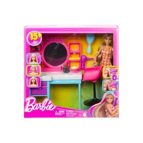 Coffret Barbie Salon De Coiffure + Poupée Mannequin + 16 Accessoires - Set Coiffeur Et 1 Carte Tigre - Jouet Fille