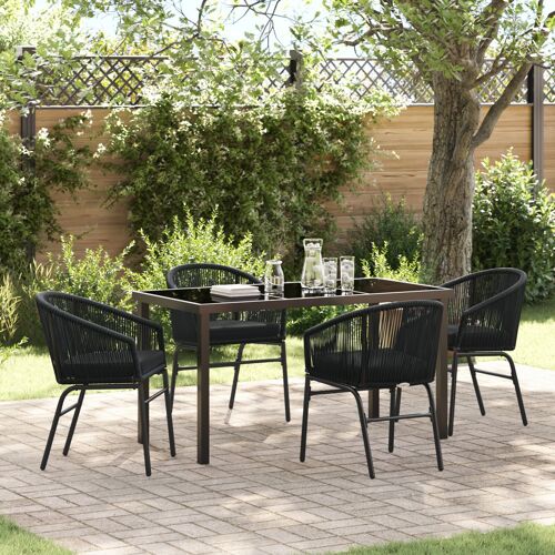 Vidaxl Ensemble De Jardin 5 Pièces Noir Poly Rattan