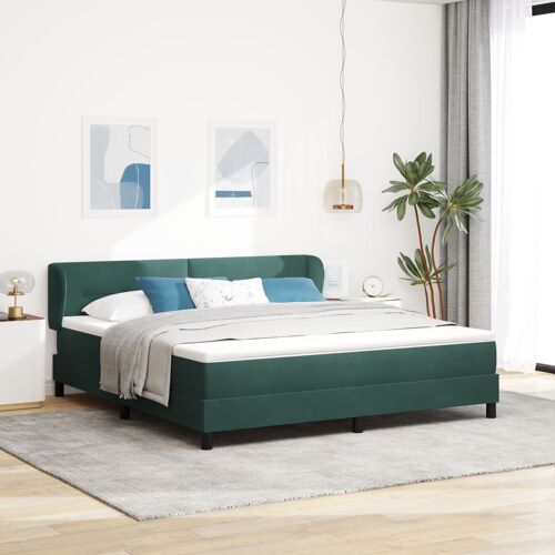 Lit avec sommier à ressort et matelas vidaXL Vert Foncé 180x200 cm en velours