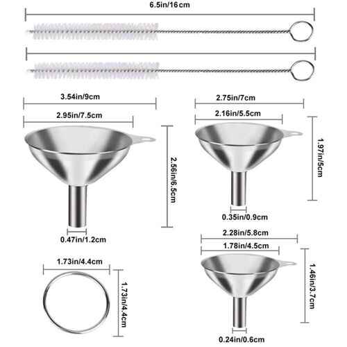 Ensemble d'entonnoirs ménagers en acier inoxydable 3 spécifications Mini entonnoirs polyvalents