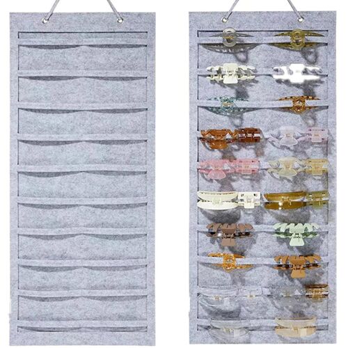 Suspension Pince à cheveux Sac de rangement Porte-épingle murale polyvalent pour la maison Chambre Gris clair