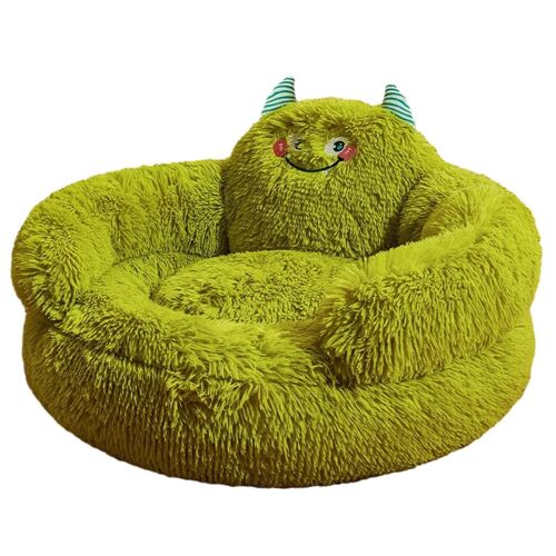 Belle Pelucheuse Ronde Chiens Chat Lit Anti-Anxiété Câlin Nids D'animaux Pour Chien De Taille Moyenne Grande Petite Taille Chat Vert,L