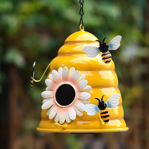 Suspension Décorative Maison D'oiseau En Métal Abeille En Forme De Nid D'oiseau Ornements D'artisanat En Fer