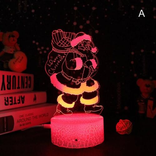 Lampe De Nuit Led 3d Série De Noël 16 Couleur Veilleuse 3d Télécommande Lampes De Table Jouets Cadeau Pour Enfant Décoration Intérieure A