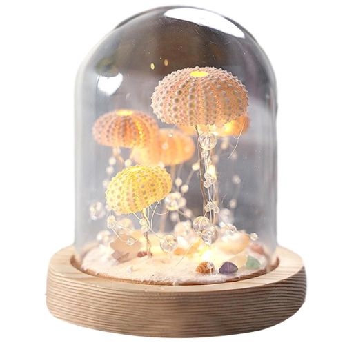 Oursin Coquille Méduses Lampe De Nuit Lampe De Matériel De Bricolage Kit Lampe De Bureau Élégante Polyvalente Pour Chambre À Coucher Type De Batterie
