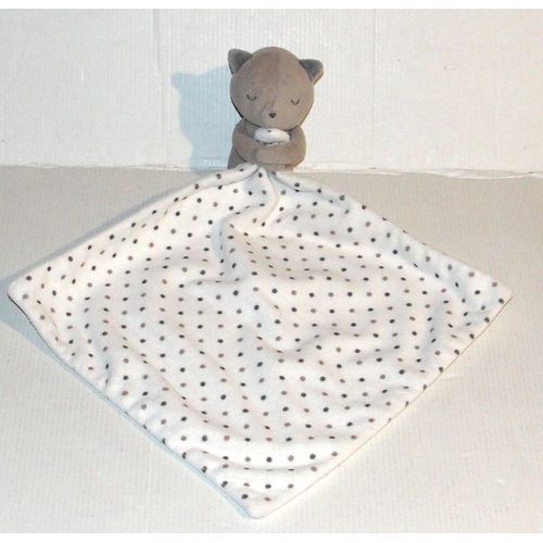 doudou chat dormeur mouchoir à pois obaibi