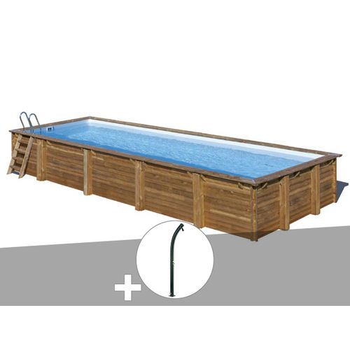 Kit piscine bois Gré Mint 10,10 x 4,18 x 1,46 m + Douche