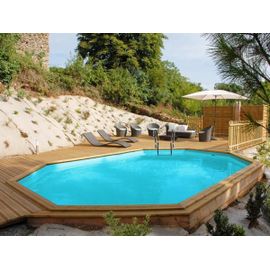 Kit piscine bois Gré Safran 6,20 x 3,95 x 1,36 m + Bâche hiver