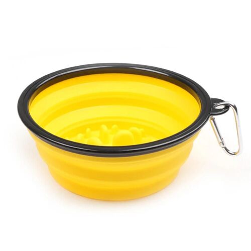 Portable Chien Slow Feeder Bol Pliable Pet Slow Eating Bowl Pliable Mangeoire Pour Chien Jaune,Grand