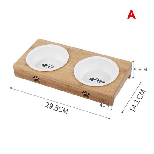 Bol En Céramique Table En Bois Animal De Compagnie Chien Chat Table En Bois Dans Un Chaton Double Bol Antidérapant Petit Bol De Nourriture Pour Chien A