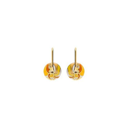 Boucles D'oreilles Tige Acier Doré Stella Mia Anneau Résine Orangé