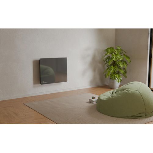 Radiateur électrique fixe à inertie sèche céramique façade en verre 1000W Bestherm IRIS horizontal noir