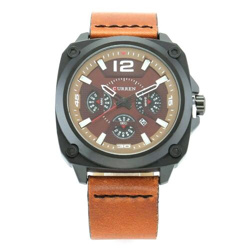Montre Pour Homme Garçon Étanche Durable Quartz Montre-Bracelet Calendrier Temps (Café)