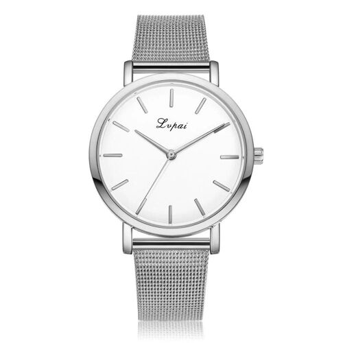 Lvpai Femmes Montres À Quartz Mode Maille Bande Acier Montre-Bracelet (Argent)