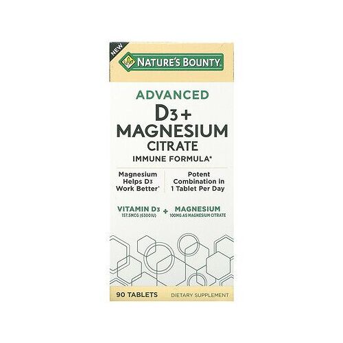 Nature's Bounty Advanced D3 + Citrate De Magnésium, 90 Comprimés 