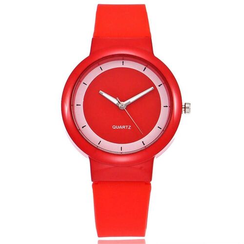 Montre En Silicone Simple À La Mode Lover Couple Montre-Bracelet V119 (Rouge)