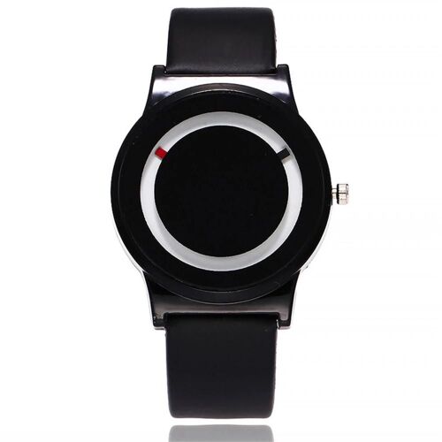 Montre Décontractée Étudiante À La Mode Montre-Bracelet En Alliage De Cadran Rond Distinctif (Noir)