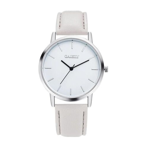 Gaiety Femmes Élégant Cadran Rond Motif Analogique Pu Bracelet Montre-Bracelet Montre À Quartz (Gris)