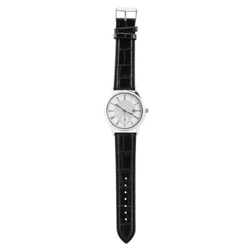 Montre-Bracelet À Quartz Analogique Pu Band Alloy Case Love Couple Watch (Bande Noire Mâle)