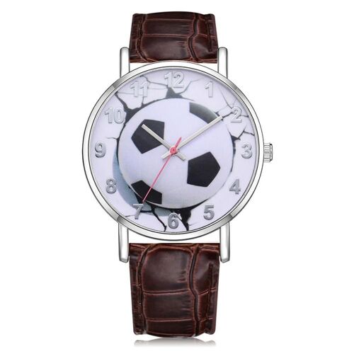 Montre De Football Pu Bande Quartz Mouvement Femmes Alliage Montre-Bracelet Lvpai P531 (Marron)