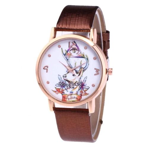 Zhoulianfa Mode Commercial Alliage Montre Analogique Quartz Montre-Bracelet F-438 (Café)