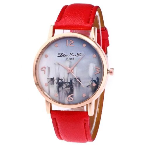 Zhoulianfa F-446 Montre En Alliage À La Mode Cadran Rond Affichage Analogique Montre-Bracelet À Quartz (Rouge)