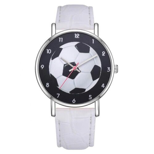 Lvpai Football Miroir Surface Montre Ronde Analogique Loisir Quartz Étudiant Montre-Bracelet (Blanc)