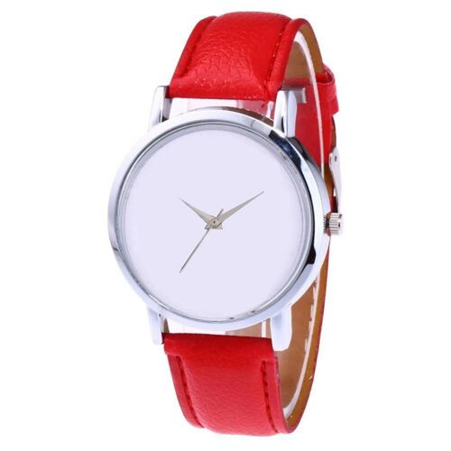 Zhoulianfa À La Mode Unisexe Décontracté En Cuir Pu Bracelet Montre À Quartz Montre-Bracelet (Rouge)