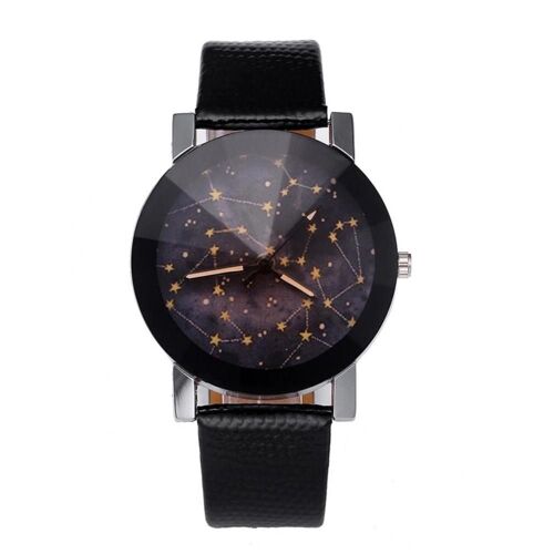 Cadran À Motif D'étoile À La Mode Bracelet En Cuir Pu Montre Décontractée Pour Homme