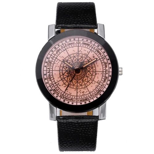 Personnalité Simple Design Cadran Rond Pu Cuir Casual Style Couple Montre (Globe)