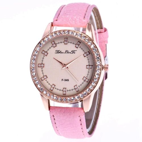 Zhoulianfa Mode Femmes Métal Quartz Mouvement Montre Bande Réglable Filles Montre-Bracelet (Rose)