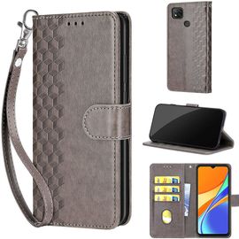 Saturcase Coque Pour Xiaomi Redmi 9c / Redmi 10a, Z-Cube Pu Cuir Magnétique Flip Portefeuille Support Porte-Carte Dragonne Protecteur Housse Étui Pour Xiaomi Redmi 9c / Redmi 10a (Zl-Gris)