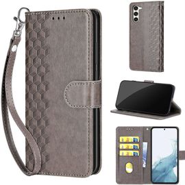 Saturcase Coque Pour Samsung Galaxy S23 Plus, Z-Cube Pu Cuir Magnétique Flip Portefeuille Support Porte-Carte Dragonne Protecteur Housse Étui Pour Samsung Galaxy S23 Plus (Zl-Gris)
