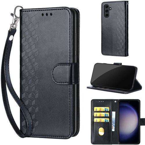 Saturcase Coque Pour Samsung Galaxy S24, Z-Cube Pu Cuir Magnétique Flip Portefeuille Support Porte-Carte Dragonne Protecteur Housse Étui Pour Samsung Galaxy S24 (Zl-Noir)