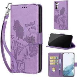 Saturcase Coque Pour Samsung Galaxy S23 Plus, Fille Pu Cuir Magnétique Flip Portefeuille Support Porte-Carte Dragonne Protecteur Housse Étui Pour Samsung Galaxy S23 Plus (Nh-Violet)