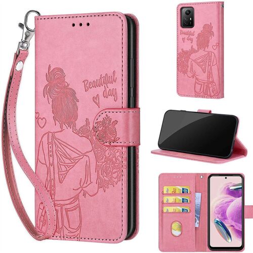 Saturcase Coque Pour Xiaomi Redmi Note 12s 4g, Fille Pu Cuir Magnétique Flip Portefeuille Support Porte-Carte Dragonne Protecteur Housse Étui Pour Xiaomi Redmi Note 12s 4g (Nh-Rose)
