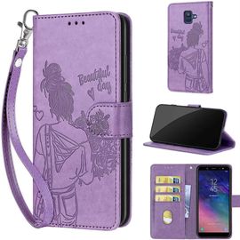 Saturcase Coque Pour Samsung Galaxy A6 2018, Fille Pu Cuir Magnétique Flip Portefeuille Support Porte-Carte Dragonne Protecteur Housse Étui Pour Samsung Galaxy A6 2018 (Nh-Violet)
