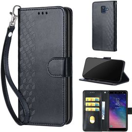 Saturcase Coque Pour Samsung Galaxy A6 2018, Z-Cube Pu Cuir Magnétique Flip Portefeuille Support Porte-Carte Dragonne Protecteur Housse Étui Pour Samsung Galaxy A6 2018 (Zl-Noir)