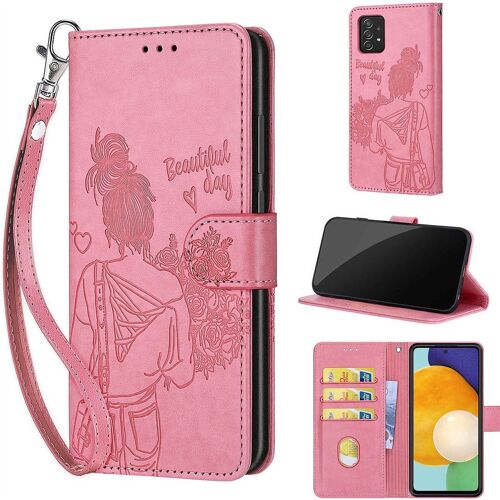 Saturcase Coque Pour Samsung Galaxy A53 5g, Fille Pu Cuir Magnétique Flip Portefeuille Support Porte-Carte Dragonne Protecteur Housse Étui Pour Samsung Galaxy A53 5g (Nh-Rose)