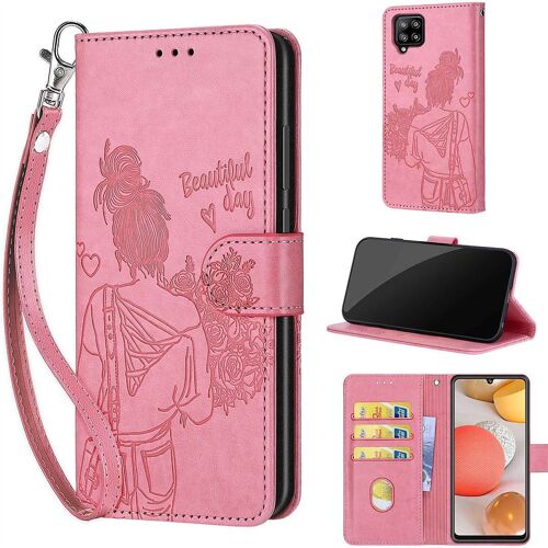 Saturcase Coque Pour Samsung Galaxy A42 5g, Fille Pu Cuir Magnétique Flip Portefeuille Support Porte-Carte Dragonne Protecteur Housse Étui Pour Samsung Galaxy A42 5g (Nh-Rose)