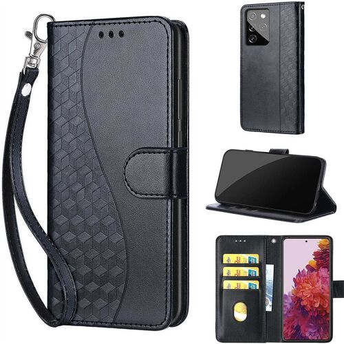 Saturcase Coque Pour Samsung Galaxy S21 Ultra, S-Cube Pu Cuir Magnétique Flip Portefeuille Support Porte-Carte Dragonne Protecteur Housse Étui Pour Samsung Galaxy S21 Ultra (Bl-Noir)