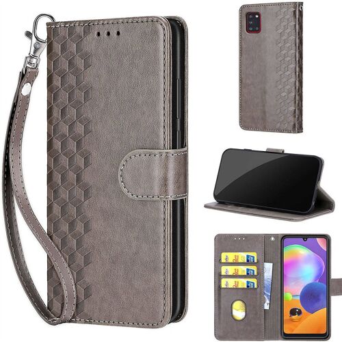 Saturcase Coque Pour Samsung Galaxy A31, Z-Cube Pu Cuir Magnétique Flip Portefeuille Support Porte-Carte Dragonne Protecteur Housse Étui Pour Samsung Galaxy A31 (Zl-Gris)