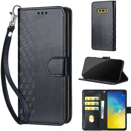 Saturcase Coque Pour Samsung Galaxy S10e, Z-Cube Pu Cuir Magnétique Flip Portefeuille Support Porte-Carte Dragonne Protecteur Housse Étui Pour Samsung Galaxy S10e (Zl-Noir)