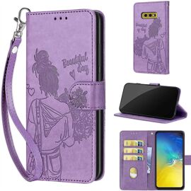 Saturcase Coque Pour Samsung Galaxy S10e, Fille Pu Cuir Magnétique Flip Portefeuille Support Porte-Carte Dragonne Protecteur Housse Étui Pour Samsung Galaxy S10e (Nh-Violet)