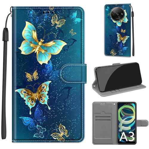 Saturcase Coque Pour Xiaomi Redmi A3, Beau Pu Cuir Magnétique Flip Portefeuille Support Porte-Carte Dragonne Protecteur Housse Étui Pour Xiaomi Redmi A3 (Dy-21)