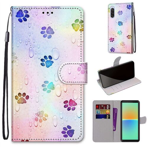 Saturcase Coque Pour Sony Xperia 10 V 2023, Beau Pu Cuir Magnétique Flip Portefeuille Support Porte-Carte Dragonne Protecteur Housse Étui Pour Sony Xperia 10 V 2023 (Dk-18)